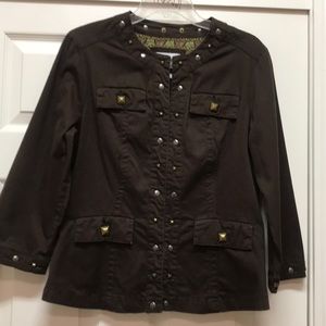 🧥😻LAL “Live a Little” brown studded jacket